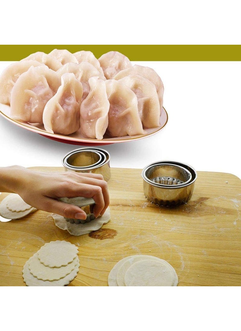 Generic Dumpling Skin CutterCookie Cutters Stainless Steel Ravioli Cutter Ravioli Mold Biscuit Fluted Edge Round Ravioli Maker Stamp Diameter 6cm 7cm 8cm 3PCS Fluted Edge  - Image 3