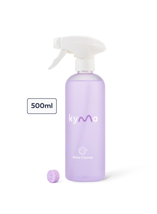 kyma Kyma Non-Toxic Glass Cleaner Single Kit, 1 Refillable Bottle + 1 Glass Refill, 500ml (Makes 1x 500ml Bottle of Glass Cleaner), Non-Toxic, Eco Friendly, Removes Dirt, Streak-Free, Cleans Powerfully - Image 1
