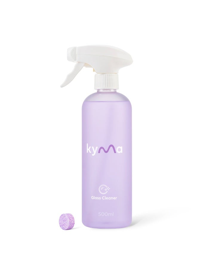kyma Non-Toxic Glass Cleaner Single Kit, 1 Refillable Bottle + 1 Glass Refill, 500ml (Makes 1x 500ml Bottle of Glass Cleaner), Non-Toxic, Eco Friendly, Removes Dirt, Streak-Free, Cleans Powerfully - Image 1