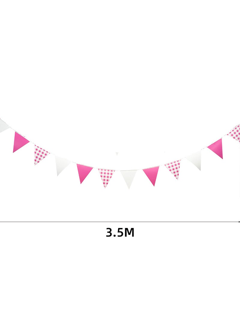 Generic Colorful Plaid Paper Plates Cups Disposable Party Tableware Set 3.5 m pink checkered string flag 
