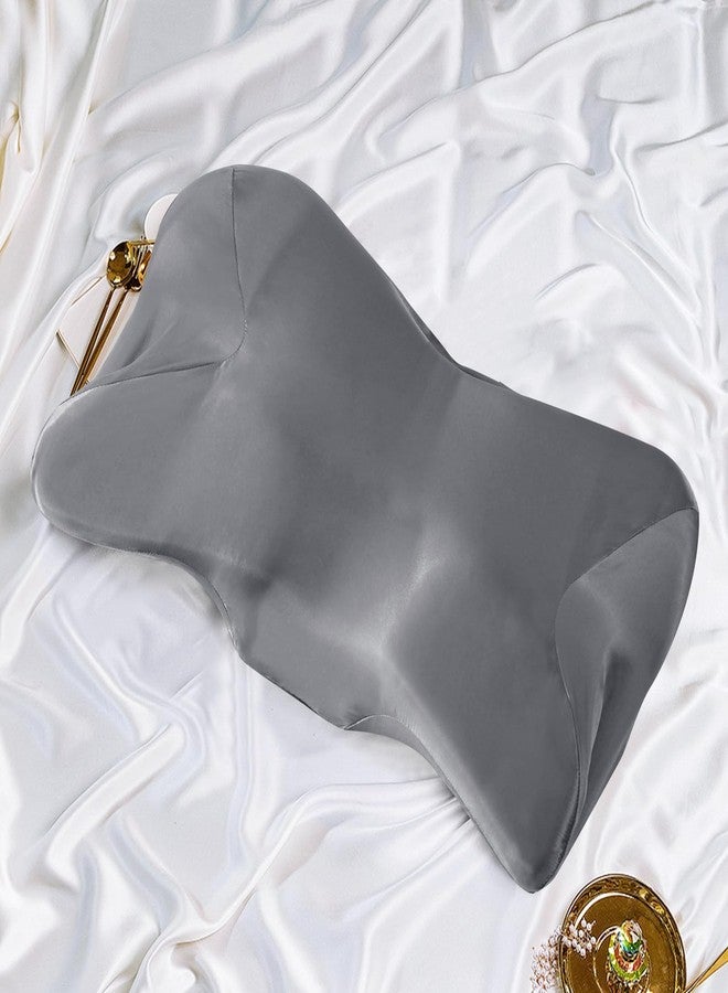 Eychei Satin Pillowcase for Cervical Pillow, Dark Grey Silky Cervical Pillow Case Contour Pillow Case Cover with Zipper, Smooth Ergonomic Pillowcase for Neck Pillow Cover - Image 1