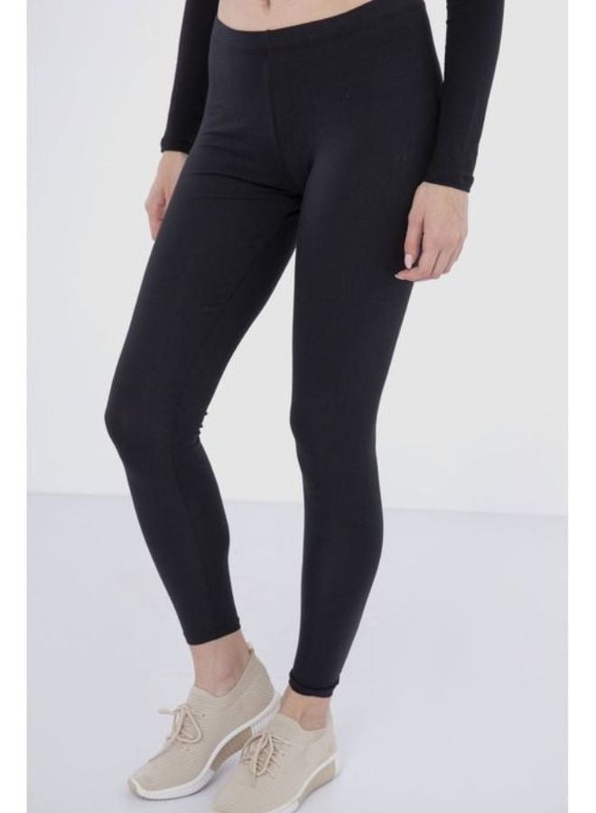 Carina Plain long cotton leggings for women with a high elastic waist, high-quality materials, good ventilation and soft to the touch - Image 3