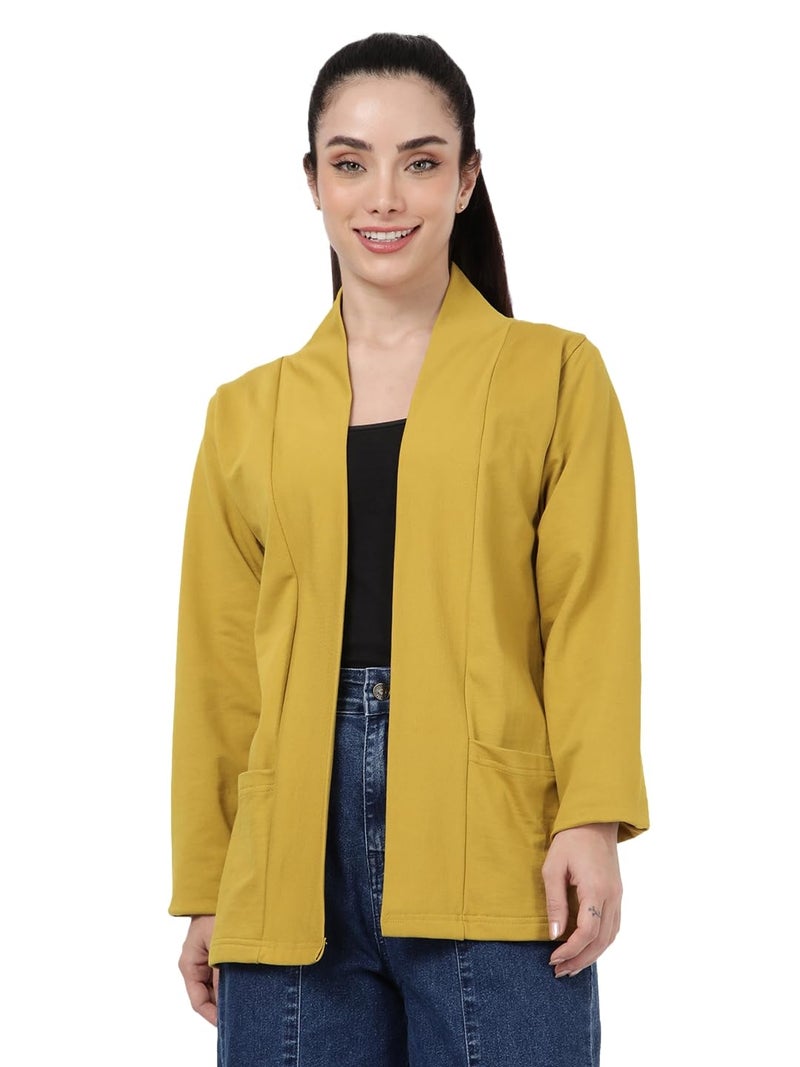 KRYPTIC Women's Regular Length Cotton Shrug with Side Pockets - Soft Lightweight Layer for Stylish Everyday Wear - Image 1