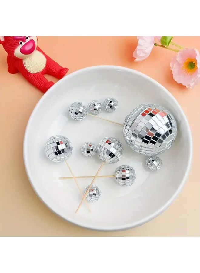 11 Piece Silvery Disco Ball Decorations For Party Birthday Wedding Table Theme - Image 2