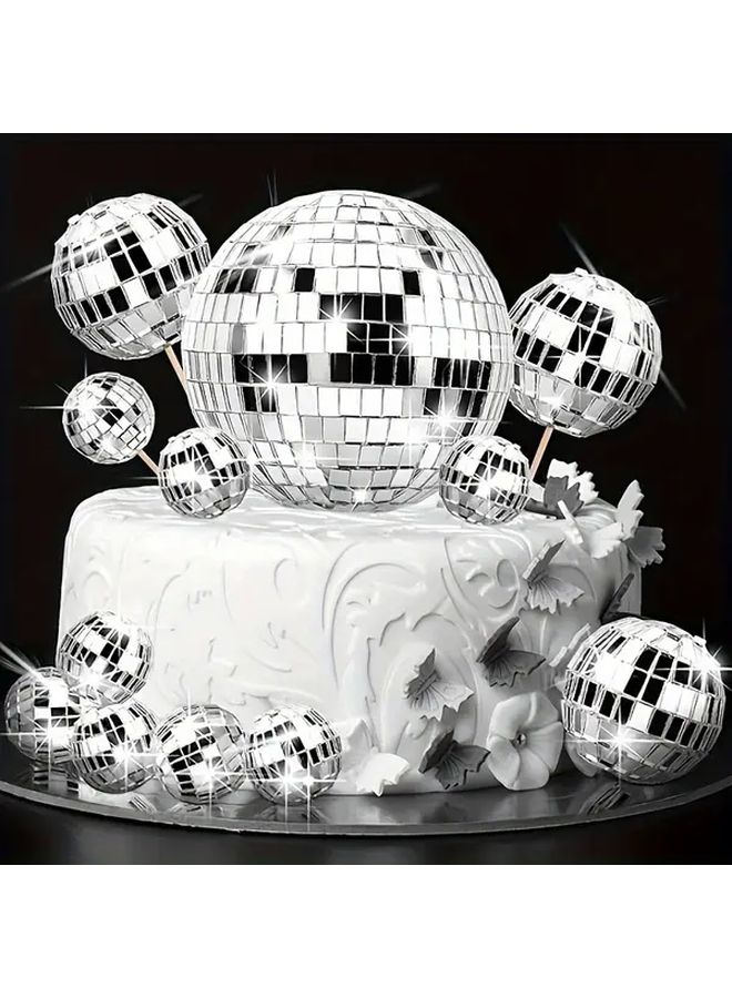 11 Piece Silvery Disco Ball Decorations For Party Birthday Wedding Table Theme - Image 1