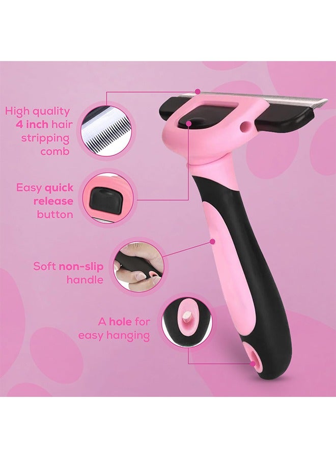 HY Pet Grooming Deshedding Dog Brush - Cat and Dog Deshedding Brush Tool - Deshedder for Dogs Comb - Dog Brush Short Hair and Medium Pet Hair - Reduces Shedding up to 95% - Pink - Image 5