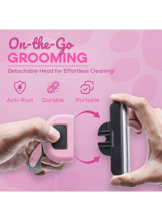 HY Pet Grooming Deshedding Dog Brush - Cat and Dog Deshedding Brush Tool - Deshedder for Dogs Comb - Dog Brush Short Hair and Medium Pet Hair - Reduces Shedding up to 95% - Pink - Image 4