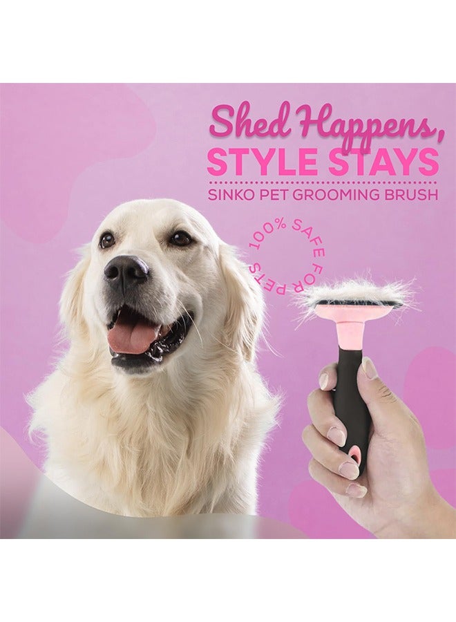 HY Pet Grooming Deshedding Dog Brush - Cat and Dog Deshedding Brush Tool - Deshedder for Dogs Comb - Dog Brush Short Hair and Medium Pet Hair - Reduces Shedding up to 95% - Pink - Image 3