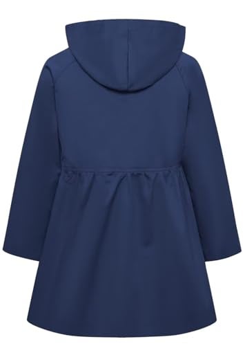Betusline Girl's Trench Coat, Single Breasted Windbreaker Jacket Hoodie Dress Coat Outerwear for Girl,1# Navy Blue,11-12 Years = Tag 160 - Image 5