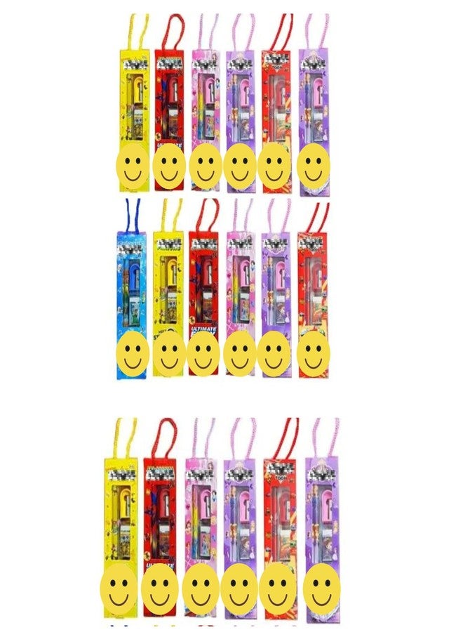 ARTLABEL Cartoon Theme Stationery Set Birthday Return Gifts For Kids Children in Bulk (Pack of 18 (Assorted)) - Image 1