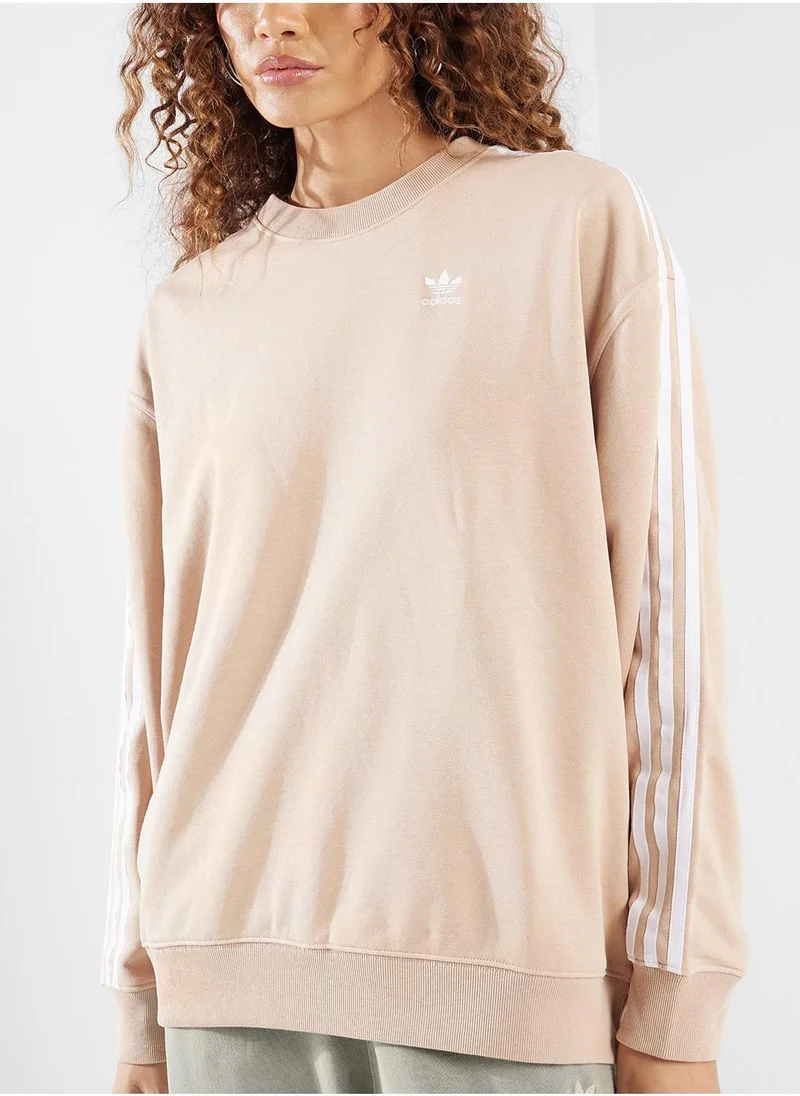 Adidas 3 S CREW OS Beige Originals Women SWEATSHIRTS