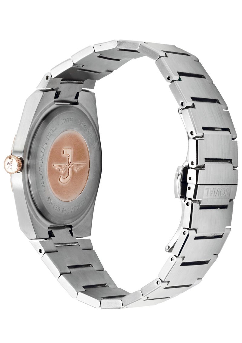 JOVIAL  1540GAMQ09E , Men's Fashion Watch,  Stainless steel , Green Dial, Fold Over Clasp, Day and Date Display, 40 mm - Image 3