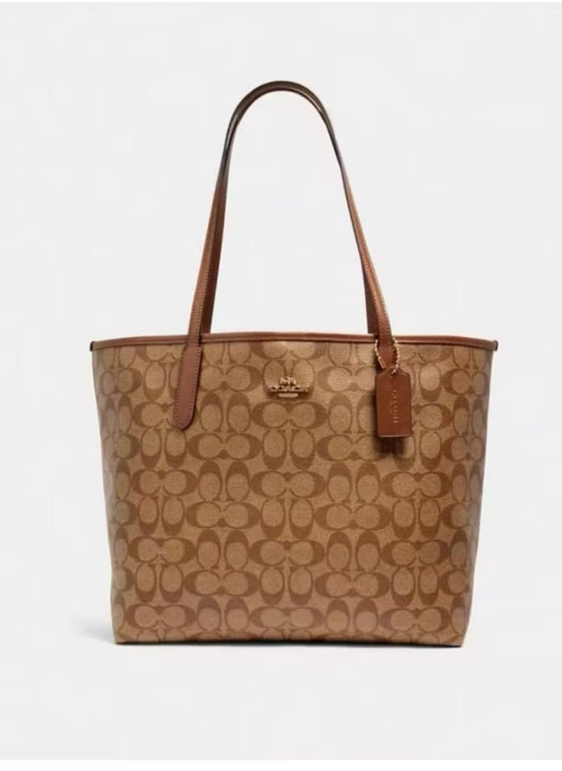 coachoutlet Coach City Tote Bag In Signature Canvas Women's Fashion Versatile Large Capacity Large Size Handheld Shoulder Bag Tote Bag  - Image 1