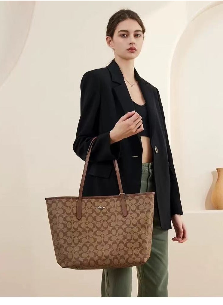 coachoutlet Coach City Tote Bag In Signature Canvas Women's Fashion Versatile Large Capacity Large Size Handheld Shoulder Bag Tote Bag  - Image 3
