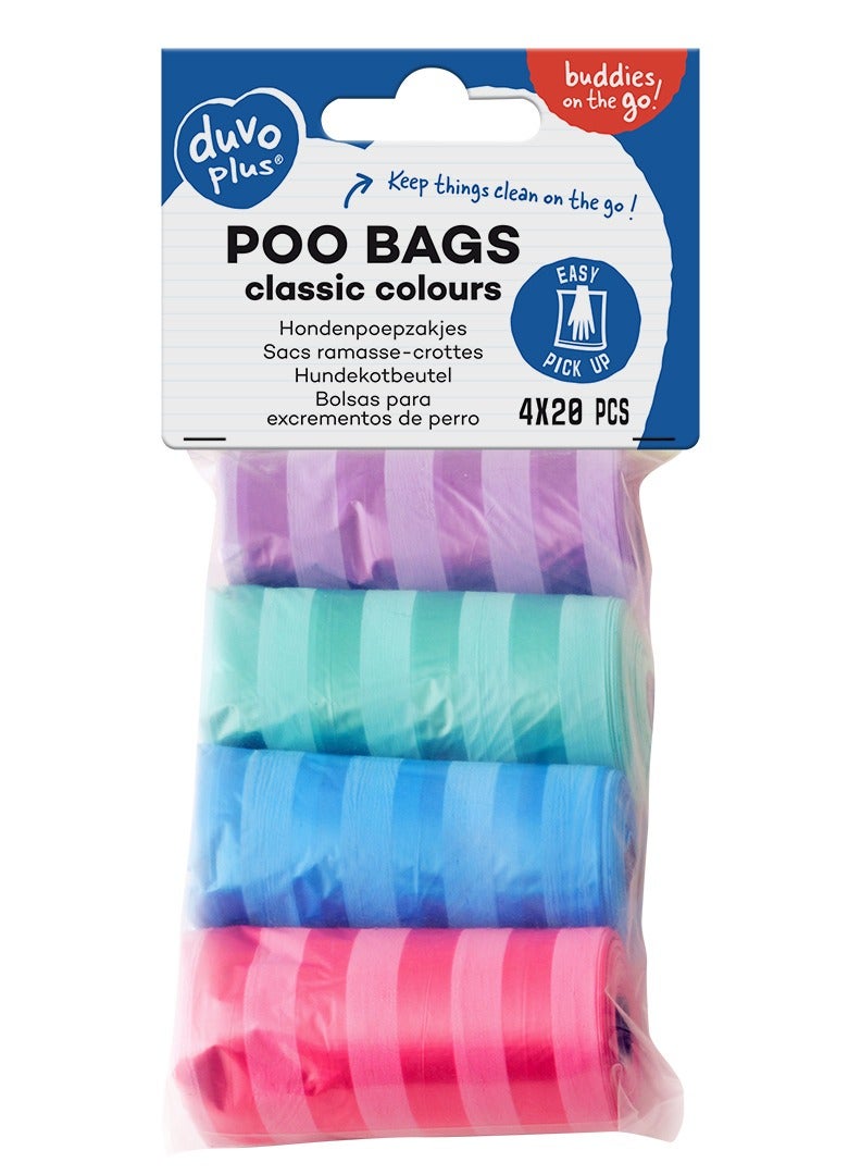 duvo Plus Classic Colour Stripes Waste Bags For Pets 4 X 20pcs - Image 2