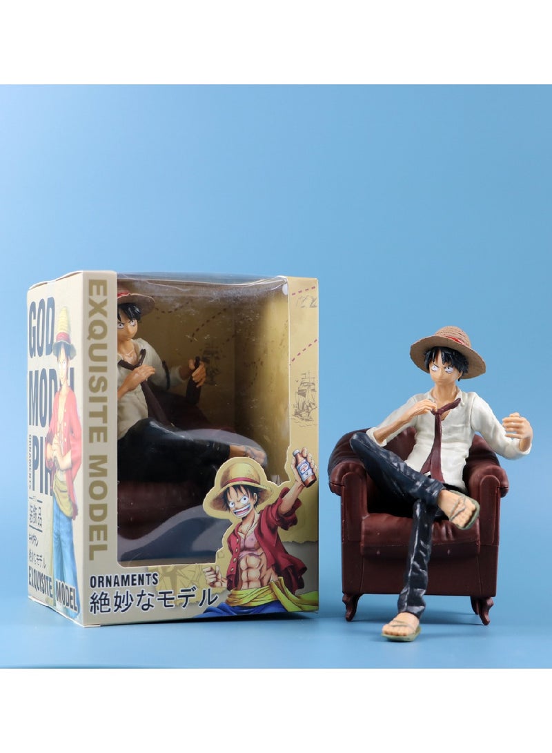 One Piece Straw Hat Luffy Sitting Anime Figure  - Image 2