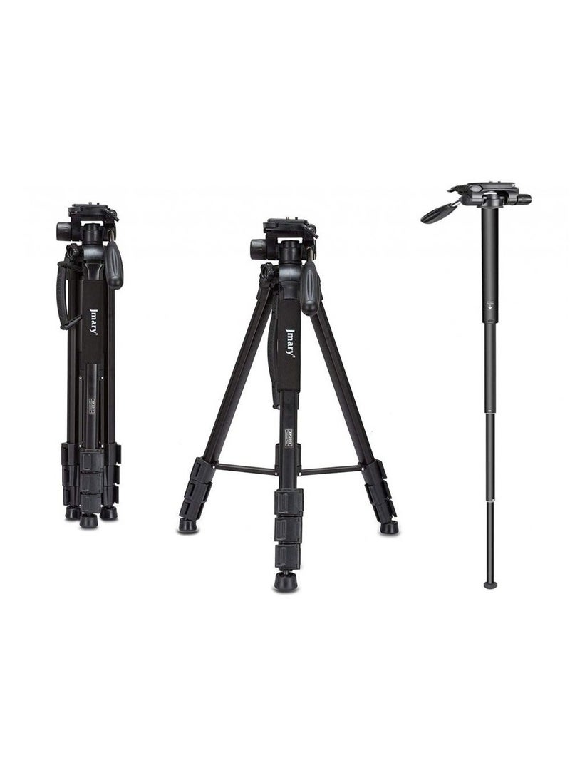 Jmary KP-2254 Professional Aluminum Tripod Monopod for All DSLR Cameras (Black) - Image 1