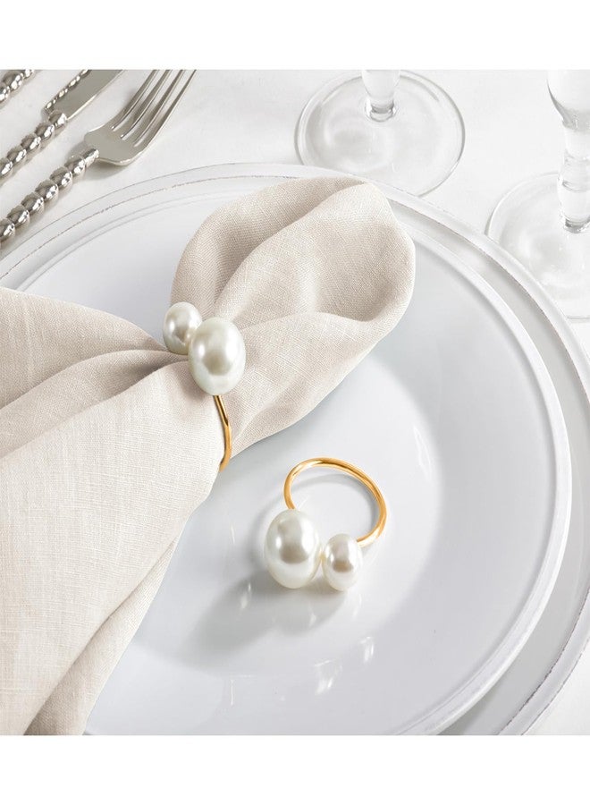 Wonlex Pearl Napkin Rings Set of 12, Gold Serviette Buckle Holder for Easter, Family Gathering, Dinner Party, Wedding Decor, Napkin Ring for Christmas, Thanksgiving Day, Friends and Family (2 Gold Pearls) - Image 3