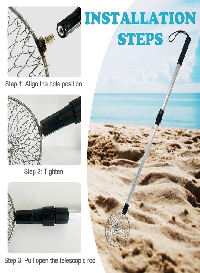 Hlimior 6Pcs Beach Sand Sifter, Adjustable Shark Teeth Sifter Shell Shovel Rock Scooper with Shell Collecting Bag- Beach Scoop Shovel and Sifter Tool for Picking Up Shells Beachcombing & Rock Hunting - Image 3