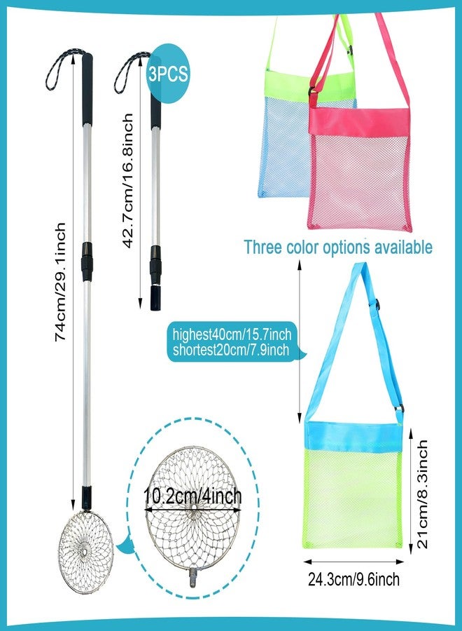 Hlimior 6Pcs Beach Sand Sifter, Adjustable Shark Teeth Sifter Shell Shovel Rock Scooper with Shell Collecting Bag- Beach Scoop Shovel and Sifter Tool for Picking Up Shells Beachcombing & Rock Hunting - Image 2