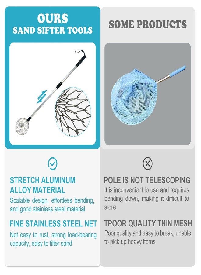 Hlimior 6Pcs Beach Sand Sifter, Adjustable Shark Teeth Sifter Shell Shovel Rock Scooper with Shell Collecting Bag- Beach Scoop Shovel and Sifter Tool for Picking Up Shells Beachcombing & Rock Hunting - Image 4