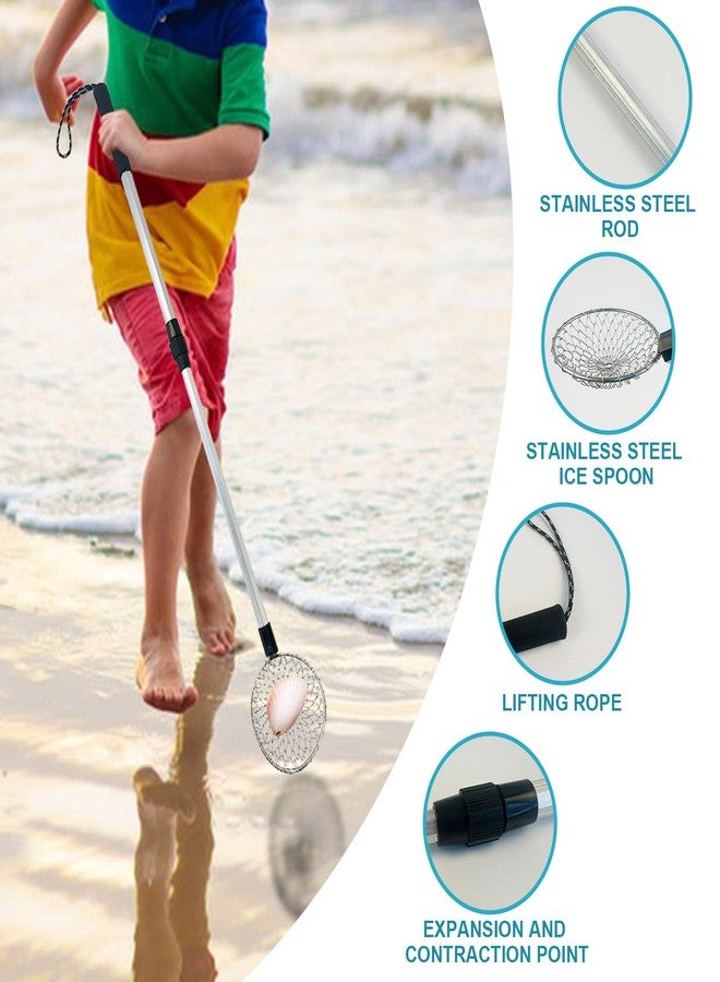 Hlimior 6Pcs Beach Sand Sifter, Adjustable Shark Teeth Sifter Shell Shovel Rock Scooper with Shell Collecting Bag- Beach Scoop Shovel and Sifter Tool for Picking Up Shells Beachcombing & Rock Hunting - Image 5