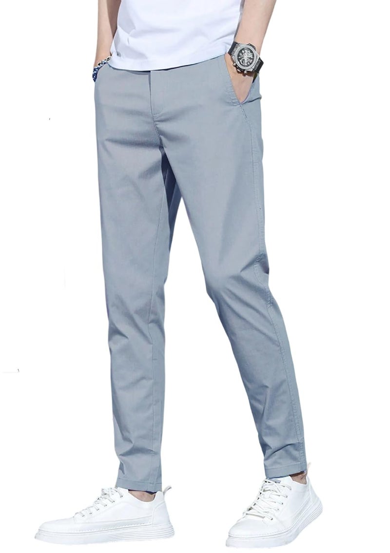 JVX Men Regular Fit Mid Rise Cotton Trouser Pants (32, Gray) - Image 1