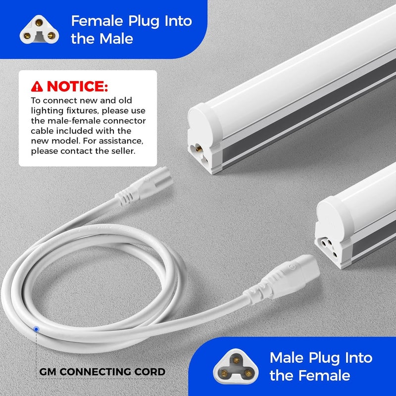 Barrina (Pack of 12 LED T5 Shop Light, 4FT, 2200lm, 6500K (Super Bright White), 20W, Utility Shop Lights, Ceiling and Under Cabinet Light, ETL Listed, Corded Electric with ON/Off Switch - Image 4