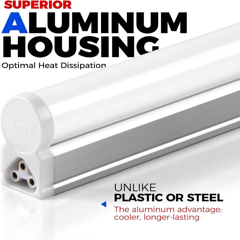 Barrina (Pack of 12 LED T5 Shop Light, 4FT, 2200lm, 6500K (Super Bright White), 20W, Utility Shop Lights, Ceiling and Under Cabinet Light, ETL Listed, Corded Electric with ON/Off Switch - Image 2