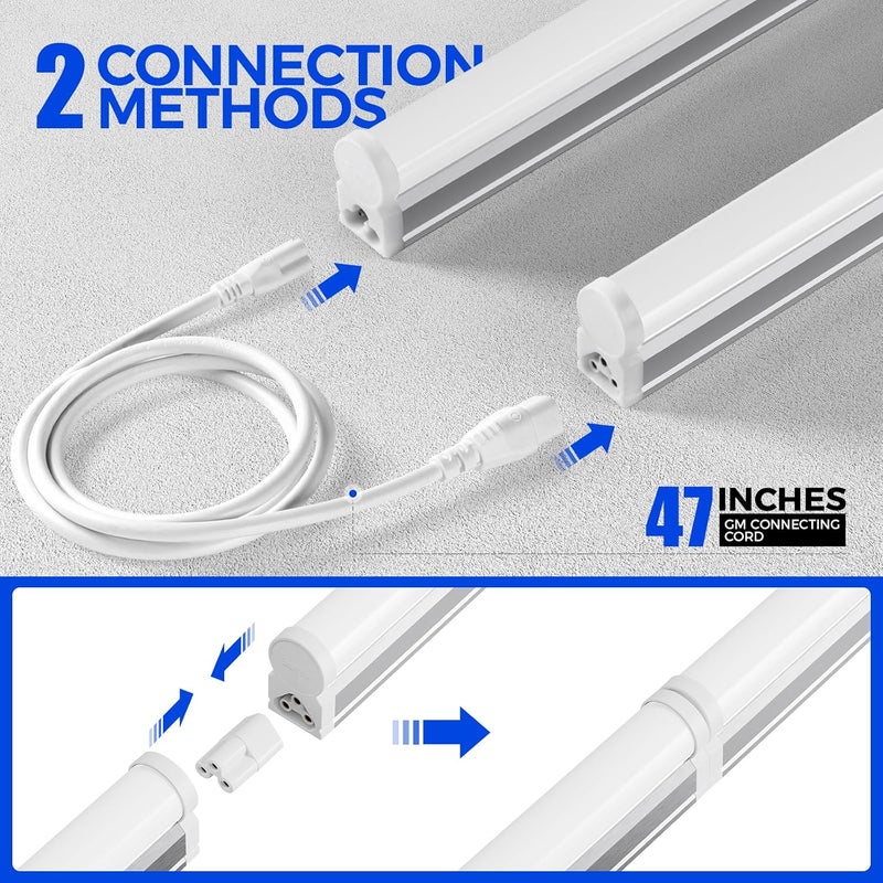 Barrina (Pack of 12 LED T5 Shop Light, 4FT, 2200lm, 6500K (Super Bright White), 20W, Utility Shop Lights, Ceiling and Under Cabinet Light, ETL Listed, Corded Electric with ON/Off Switch - Image 5