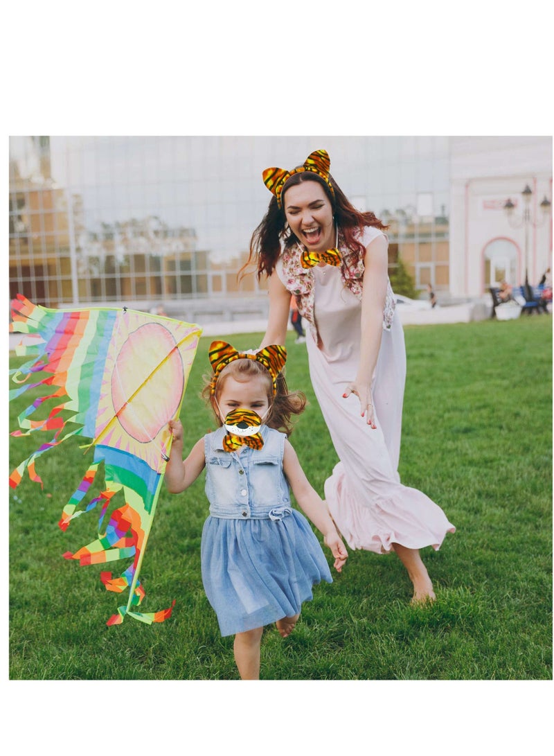 نيبمينينت 2 Set Tiger Costume, SYOSI Ear Headband Nose Tail and Bow Tie Costume Accessory for Cosplay Party Decor DIY, Animal Fancy Dress Kit (Tiger Style) - Image 3