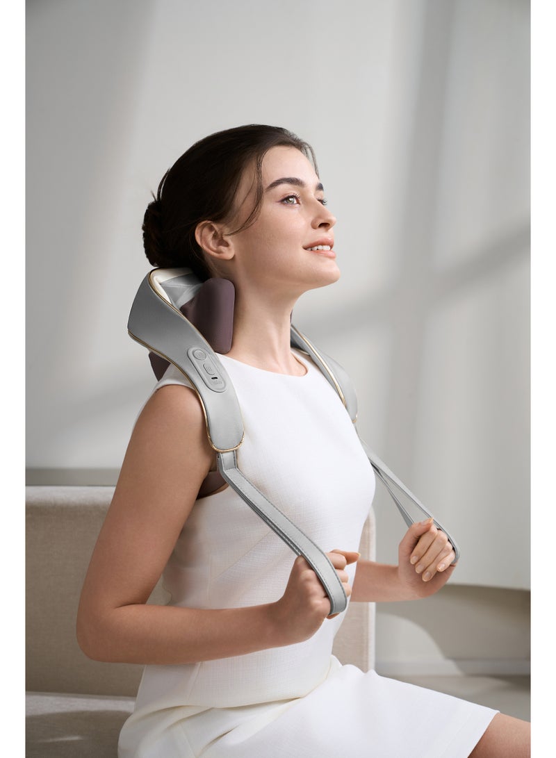 SKG Neck‑Shoulder Massager H5‑mini Grey,6 Massage Heads,2‑Level Heating,Hands‑Free Design,For Office‑Workers & Home Users,Portable for Home,Office & Travel - Image 1