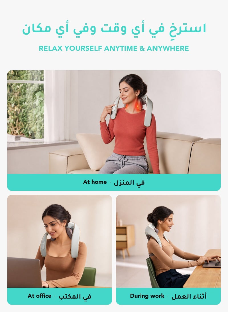 إس كيه جي جهاز تدليك الرقبة والكتفين SKG H5 Mini مع تدفئة، 6 رؤوس تدليك، 3 أساليب تدليك، بدون استخدام اليدين، رمادي - Image 2