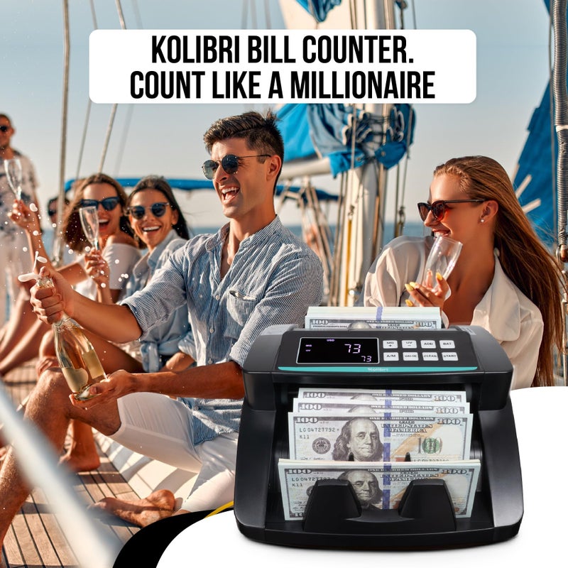 Kolibri آلة عد النقود KOLIBRI، كشف متقدم عن التزوير وشاشة LCD | 1,500 ورقة في الدقيقة آلة عد نقدية ذات فئة واحدة | آلة عد النقود (دعم العملاء في الولايات المتحدة) - Image 2