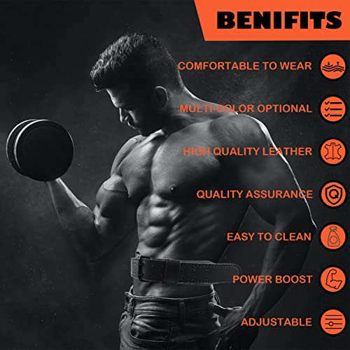 GurZinn 9 mm Leather Weight Lifting Belt for Men and Women with 4 Inches Wide Padded for Weightlifting Deadlift, Cross Training, Power Lifting Workout & Squats Exercise(A-Black/S) - Image 4
