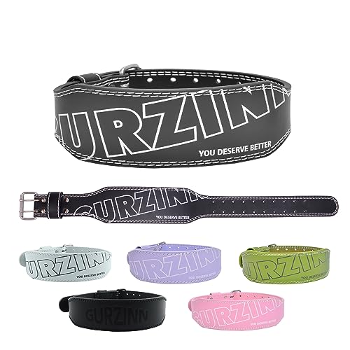 GurZinn 9 mm Leather Weight Lifting Belt for Men and Women with 4 Inches Wide Padded for Weightlifting Deadlift, Cross Training, Power Lifting Workout & Squats Exercise(A-Black/S) - Image 1