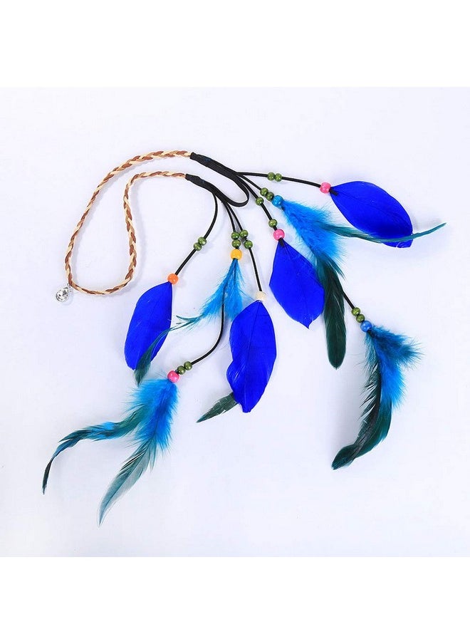 Suoirblss Indian Fascinator Feather Headband Hair Bands Headdress Bohemian Tassels Headband Hair Hoop Hairband Handmade Hair Accessories For Girls Women Lady (Style C)  - Image 3