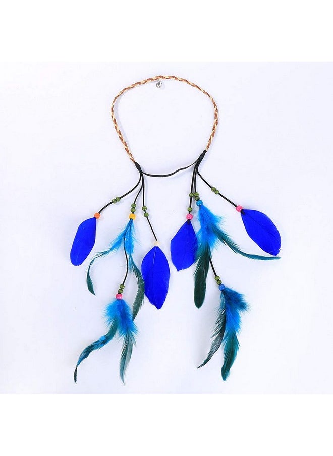 Suoirblss Indian Fascinator Feather Headband Hair Bands Headdress Bohemian Tassels Headband Hair Hoop Hairband Handmade Hair Accessories For Girls Women Lady (Style C)  - Image 2