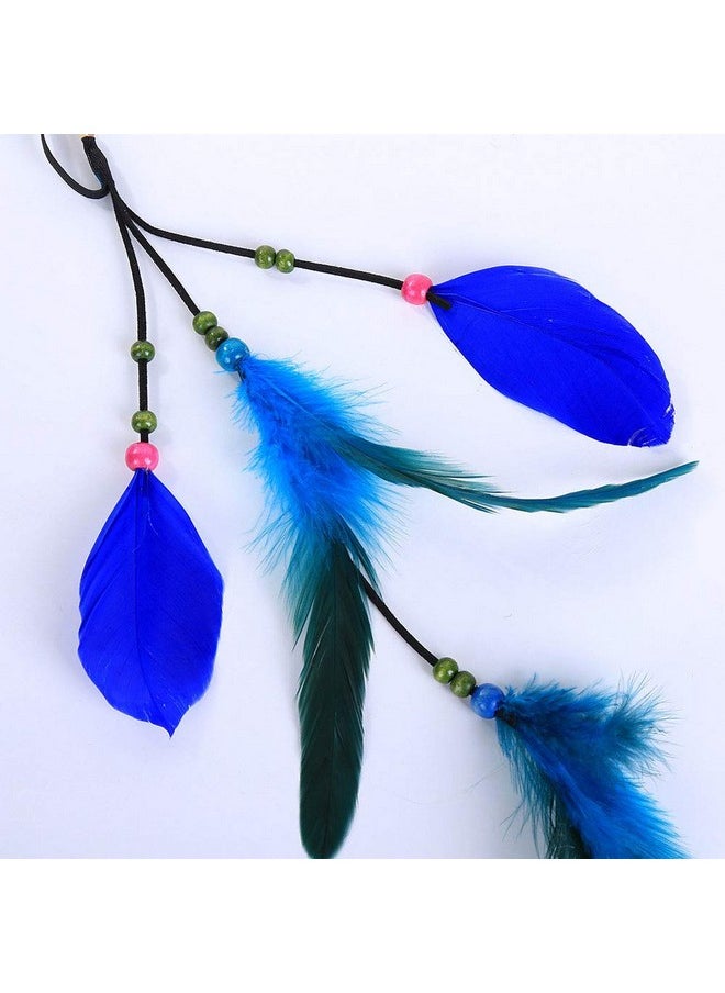 Suoirblss Indian Fascinator Feather Headband Hair Bands Headdress Bohemian Tassels Headband Hair Hoop Hairband Handmade Hair Accessories For Girls Women Lady (Style C)  - Image 4