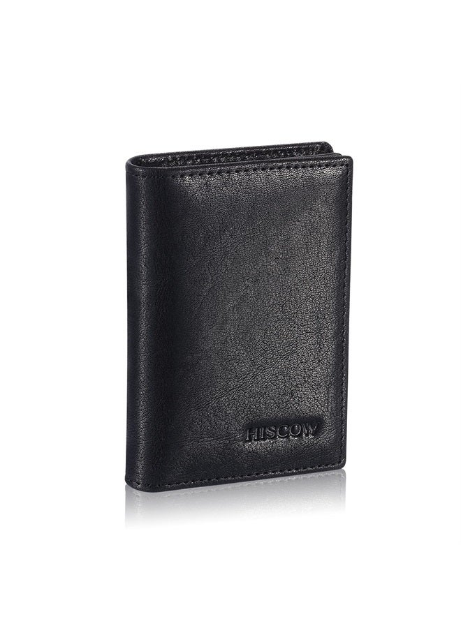 HISCOW Leather Business Card Case Holder for Men & Women, Italian Calfskin (Black Vegetable-Tanned Leather)  - Image 1