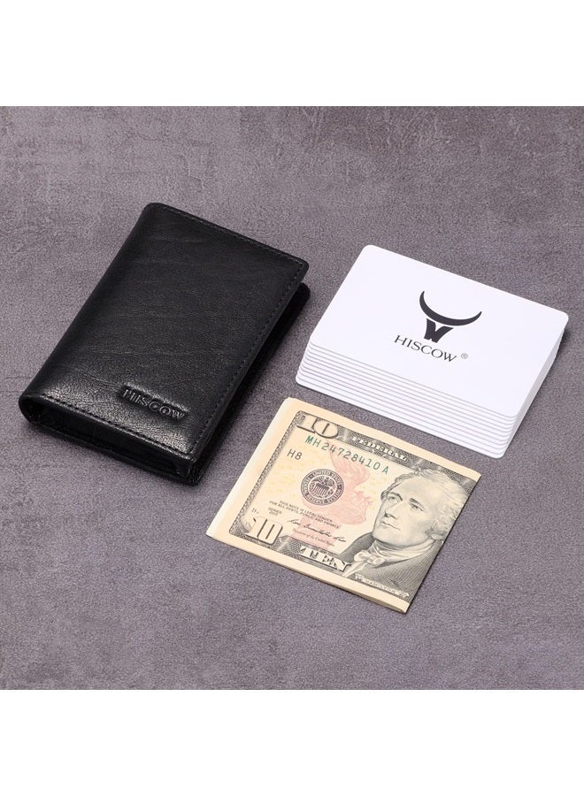 HISCOW Leather Business Card Case Holder for Men & Women, Italian Calfskin (Black Vegetable-Tanned Leather)  - Image 3