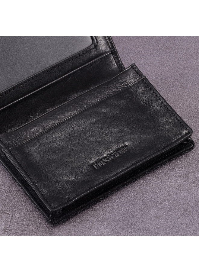 HISCOW Leather Business Card Case Holder for Men & Women, Italian Calfskin (Black Vegetable-Tanned Leather)  - Image 4