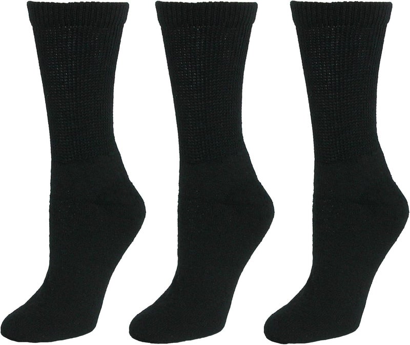 CTM Womens Diabetic Crew Socks 3 Pair Pack - Image 2