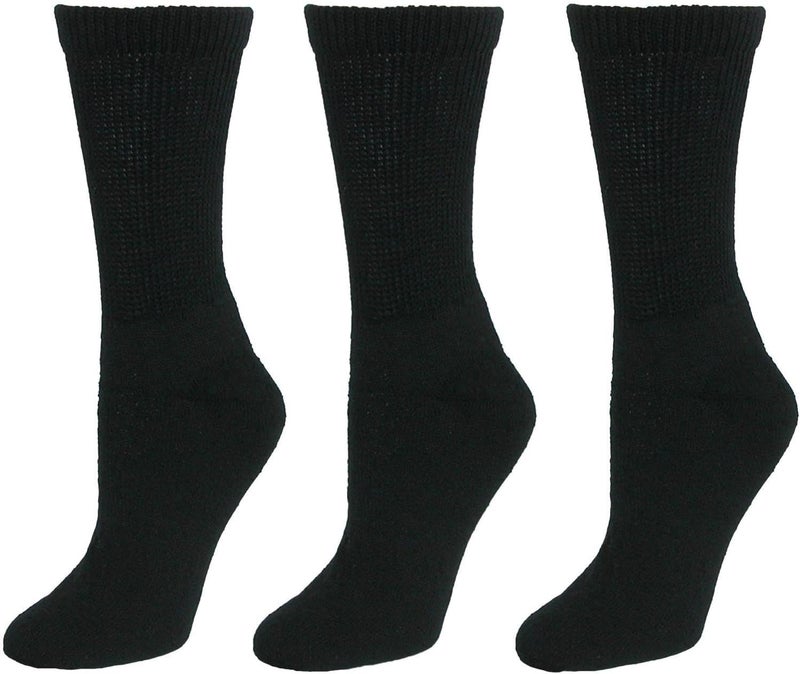 CTM Womens Diabetic Crew Socks 3 Pair Pack - Image 4
