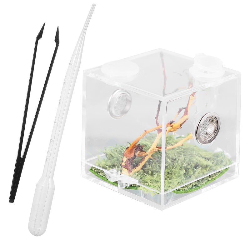 صندوق تربية الزواحف Terrarium أكريليك مع تهوية للحيوانات الأليفة الصغيرة، تصميم رطوبي للحشرات القافزة والسحالي - Image 2