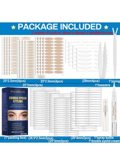 VEZE 4 Sets Of Optionseyelid Tape 7 Shapes 704Pcs Eyelid Lifter Strips Most Complete Double Eyelid Tape.Uneven Monoeyelids Big Eye Tools With Fork Rods & Tweezers.  - Image 5