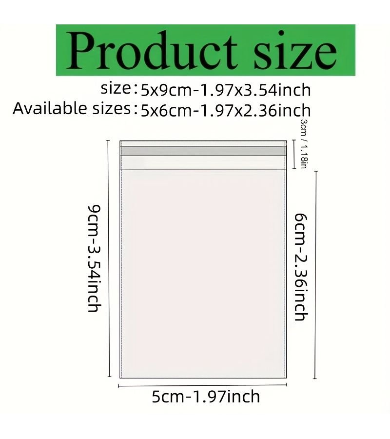 100pcs Thickened Self Sealing OPP Plastic Bags Transparent for Jewelry Packaging 1.97x3.54 Inch - Image 4