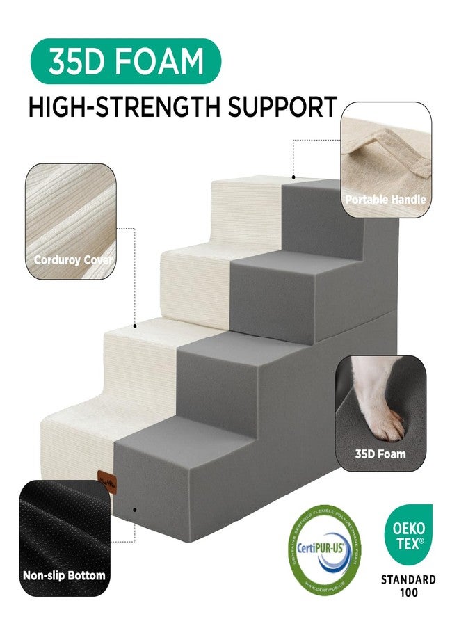 MADE 4 PETS Made4Pets Dog Steps for Bed, Extra Wide Dog Stairs for High Bed Couch Sofa, 35D Foam Pet Steps for Small Dogs and Cats(Up to 40lbs), Non-Slip Bottom Pet Stairs, Beige, 4 Steps - Image 5
