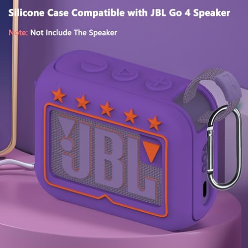 JCHPINE Silicone Cover and Hard Travel Case for JBL Go 4 Ultra Portable Bluetooth Speaker, Accessories for JBL Go 4 Pro Sound Bluetooth Speaker Stand Up Holder (Purple Case) - Image 5