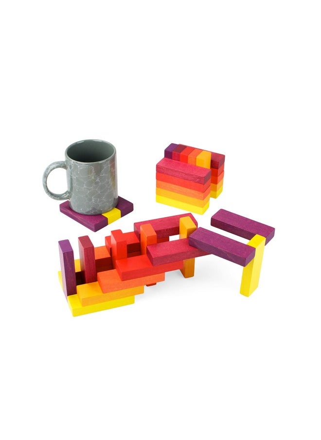 PLAYABLE ART PLAYABLE ART Coaster Cube - a Fun and Functional Work of Art, Sun  - Image 1